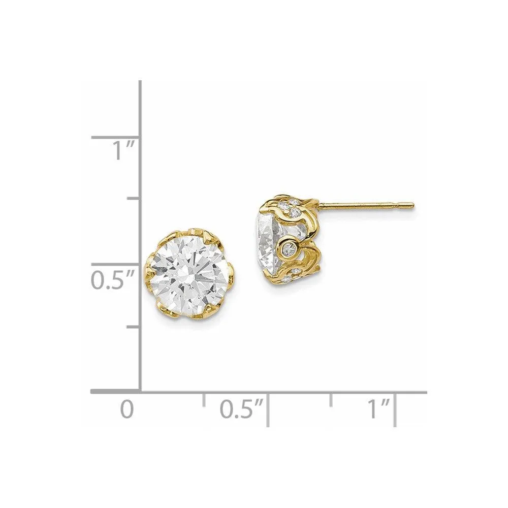 10K Tiara Collection Polished CZ Post Earrings