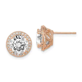 10K Tiara Collection Rose Gold Polished CZ Post Earrings