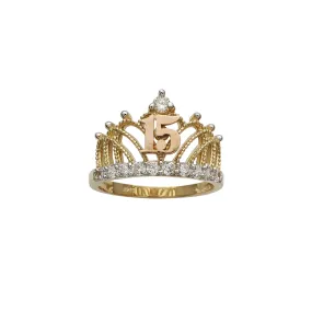 15 Years Birthday Crown-Tiara Ring (14K)