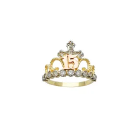 15 Years Birthday Crown-Tiara Ring (14K)