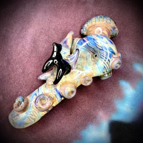 5.75 Multicolor Wrap n' Rake Fumed Eye Handpipe by Zach U-Shüd