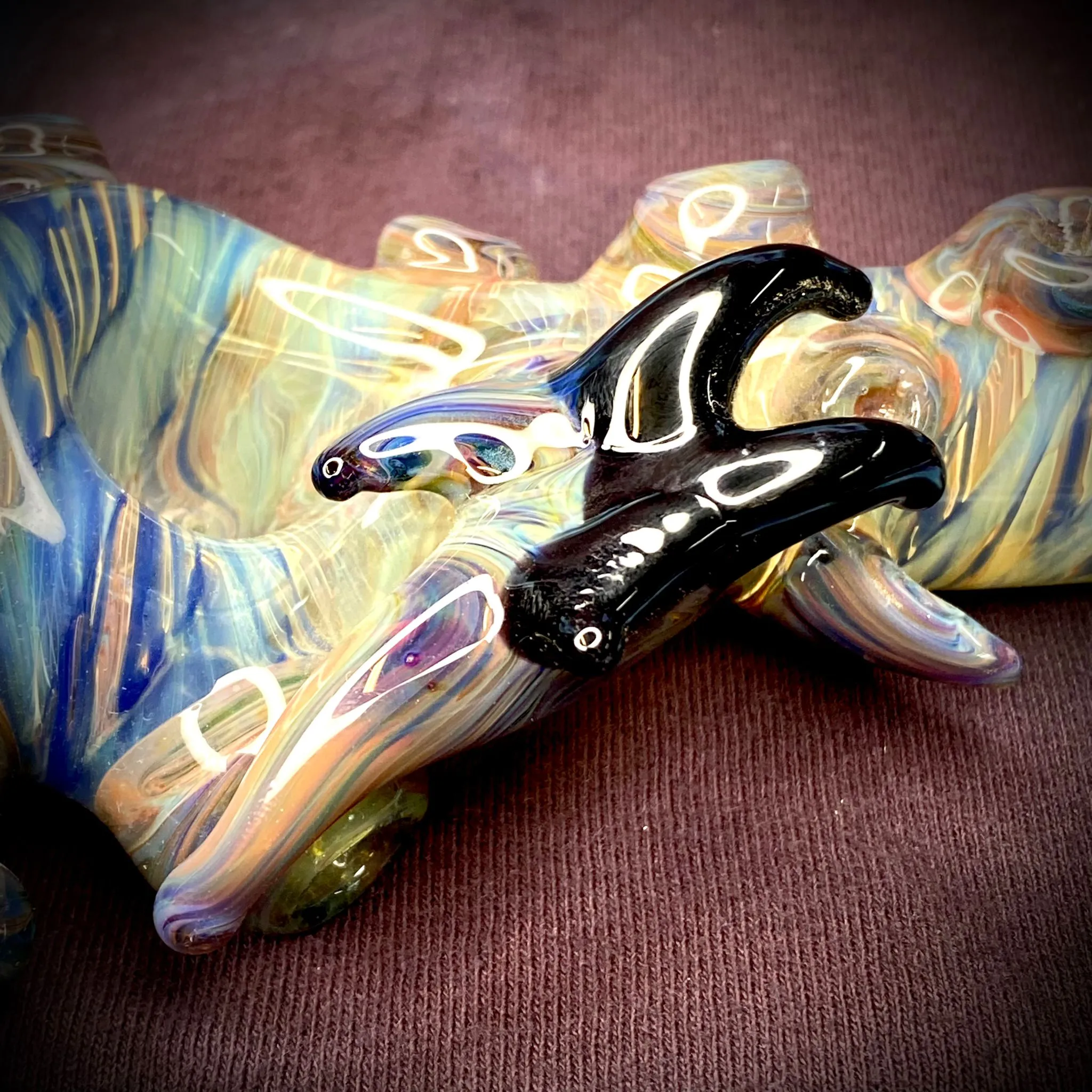 5.75 Multicolor Wrap n' Rake Fumed Eye Handpipe by Zach U-Shüd