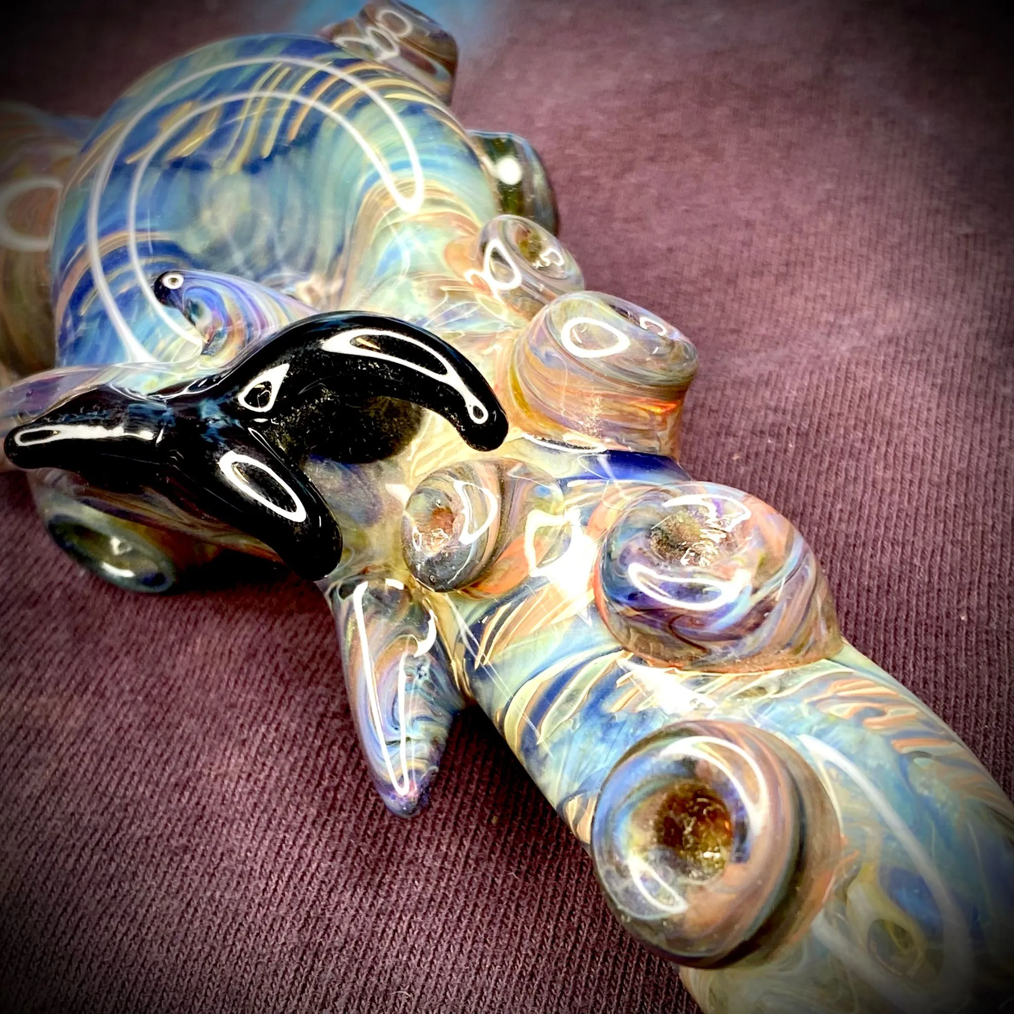 5.75 Multicolor Wrap n' Rake Fumed Eye Handpipe by Zach U-Shüd