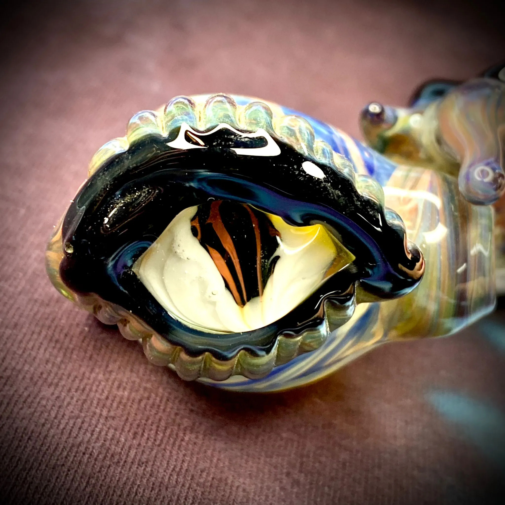 5.75 Multicolor Wrap n' Rake Fumed Eye Handpipe by Zach U-Shüd