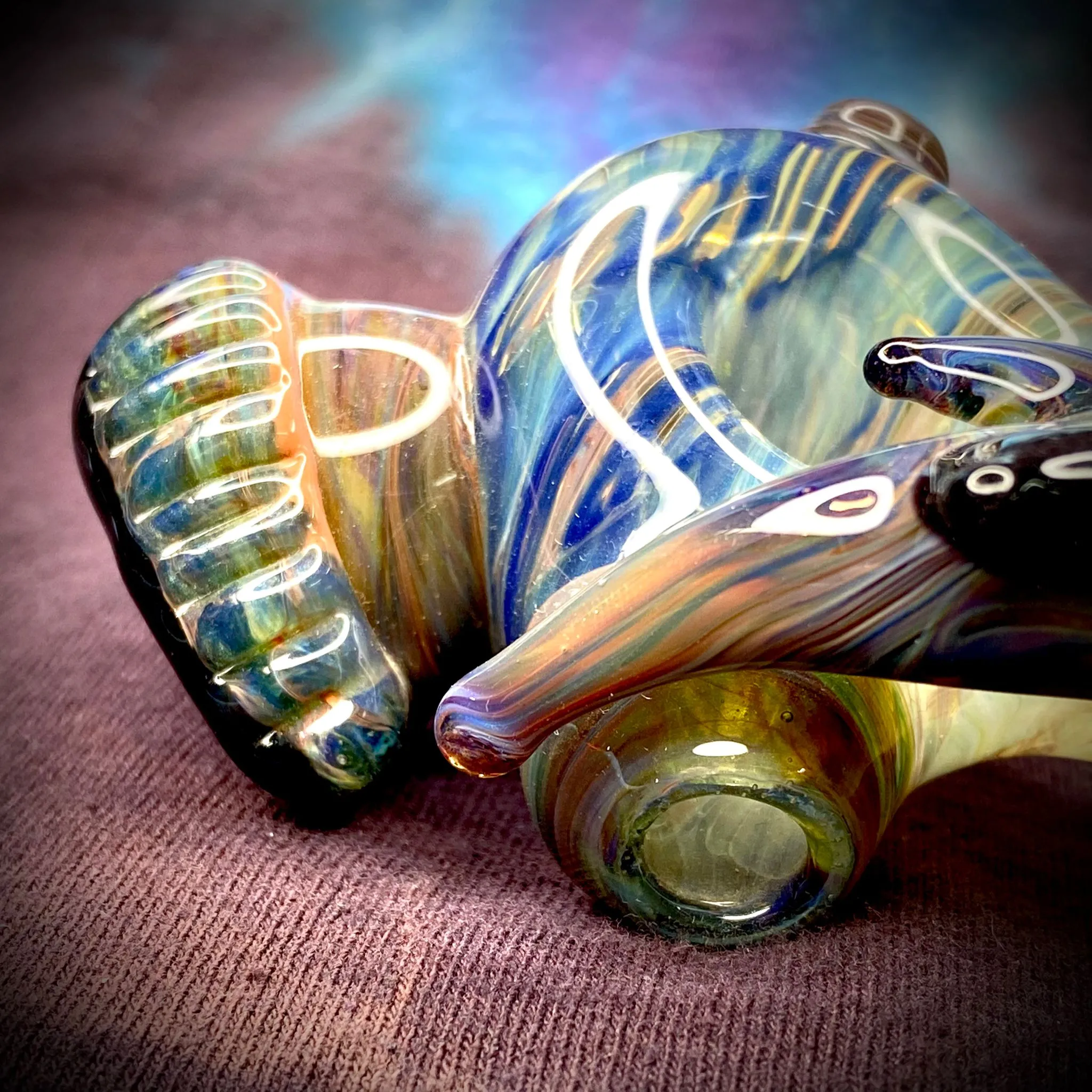 5.75 Multicolor Wrap n' Rake Fumed Eye Handpipe by Zach U-Shüd