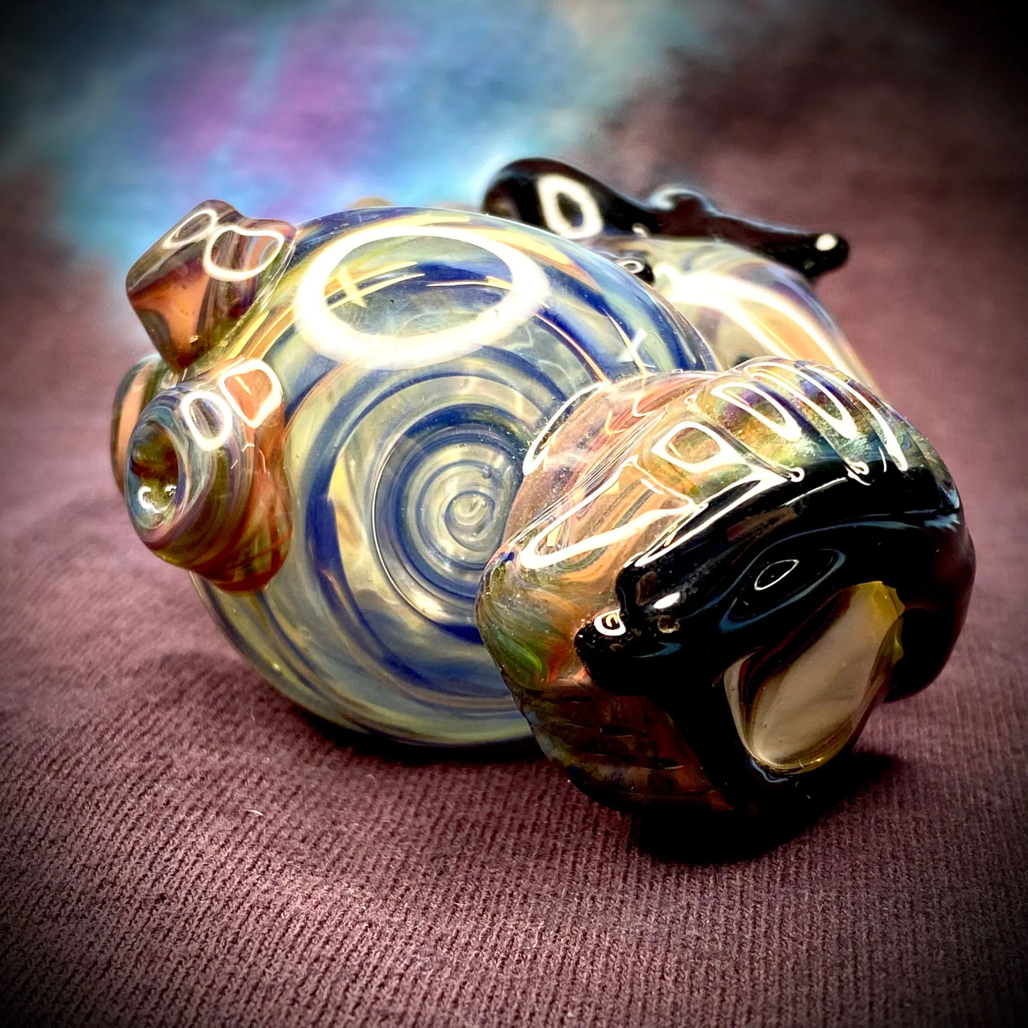 5.75 Multicolor Wrap n' Rake Fumed Eye Handpipe by Zach U-Shüd