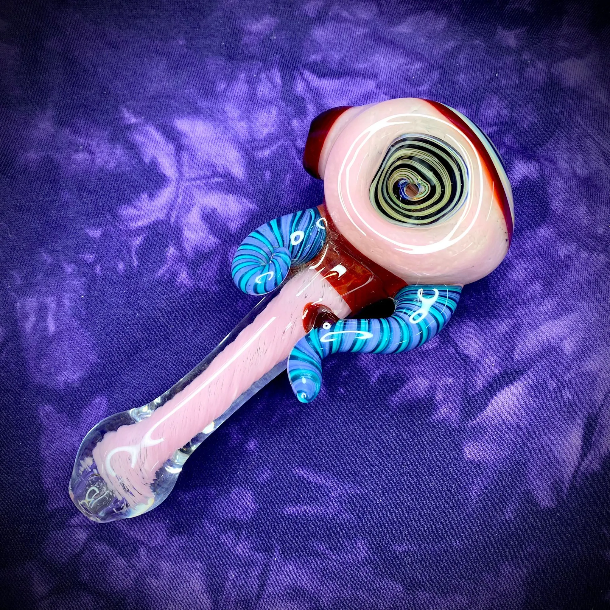 6.75 Wig-Wag Front Pink Handpipe, Signed by Zach U-Shüd