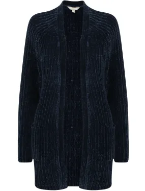 Adley Chenille Open Cardigan With Pockets In Navy - Tokyo Laundry