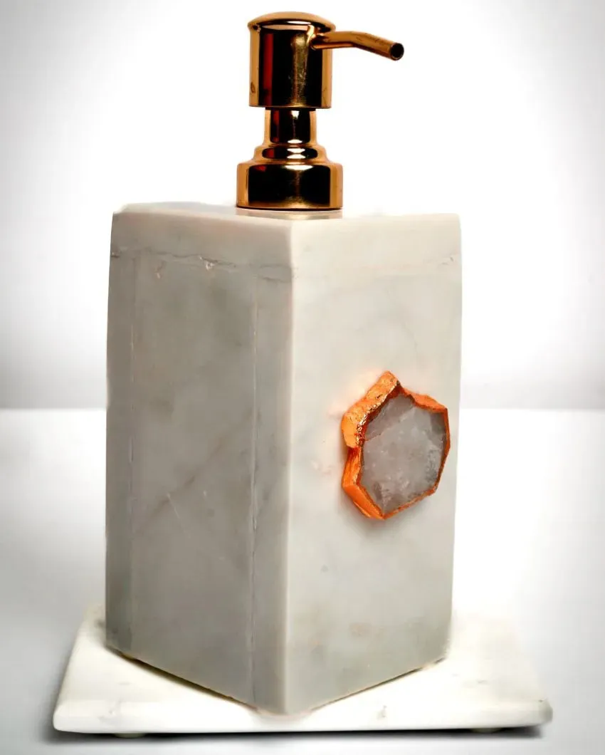 Agate Refillable Marble Soap Dispenser For Bathroom | Multiple Colors | 3 x 3 x 6 inches