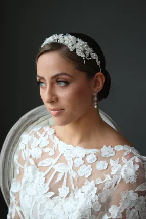 AMELIA Hand Beaded 3D Floral Bridal Headband Headpiece