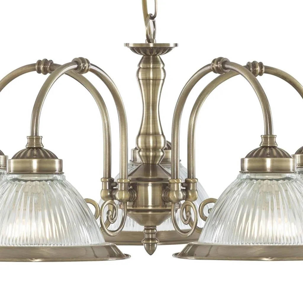 American Diner 3/5Lt Multi-Arm Pendant - Antique Brass/Satin Silver Finish