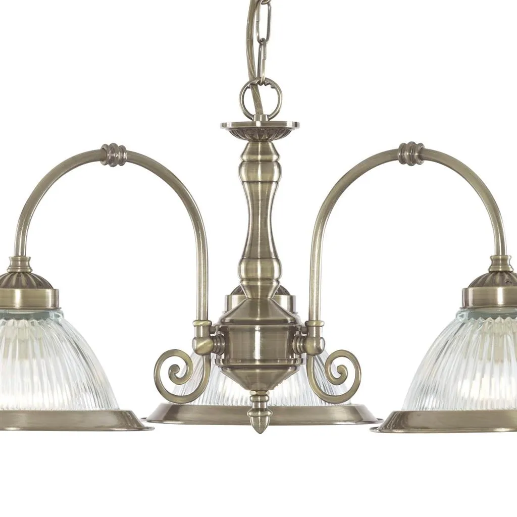 American Diner 3/5Lt Multi-Arm Pendant - Antique Brass/Satin Silver Finish