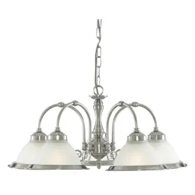 American Diner Silver & Ribbed Glass 5 Light Ceiling Pendant