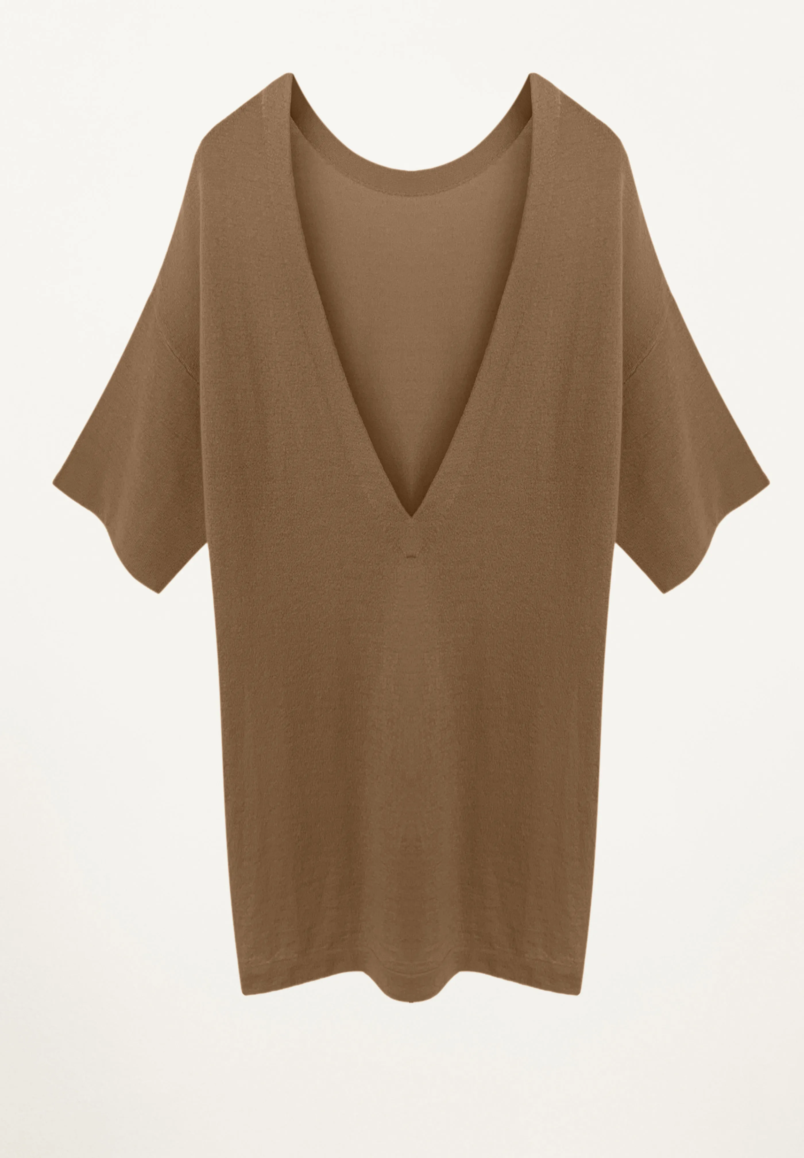 Amira Low Back Tee in Camel