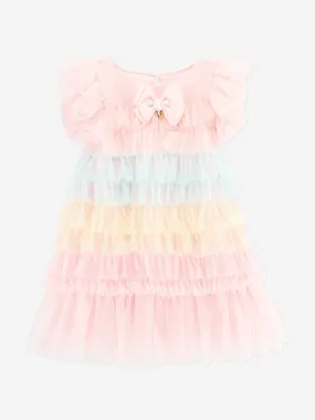 Angels Face Girls Waterfall Ruffle Dress in Pink