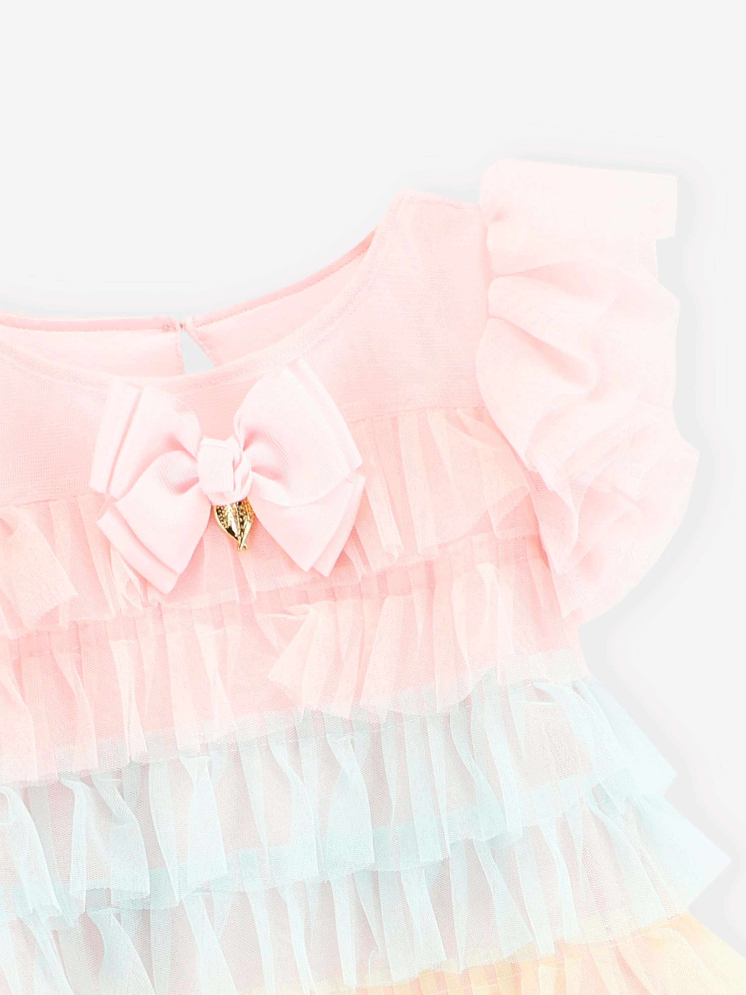 Angels Face Girls Waterfall Ruffle Dress in Pink