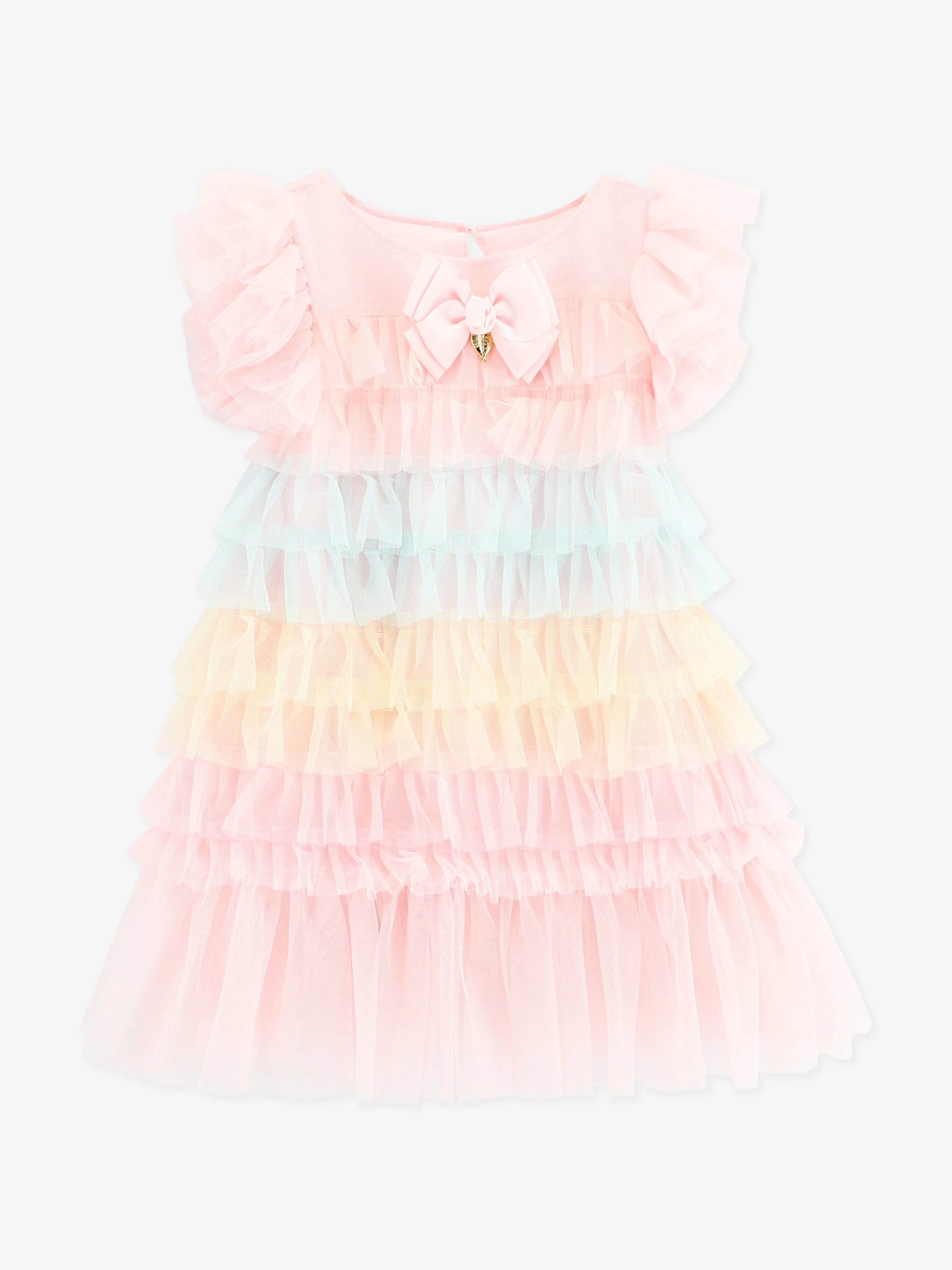 Angels Face Girls Waterfall Ruffle Dress in Pink