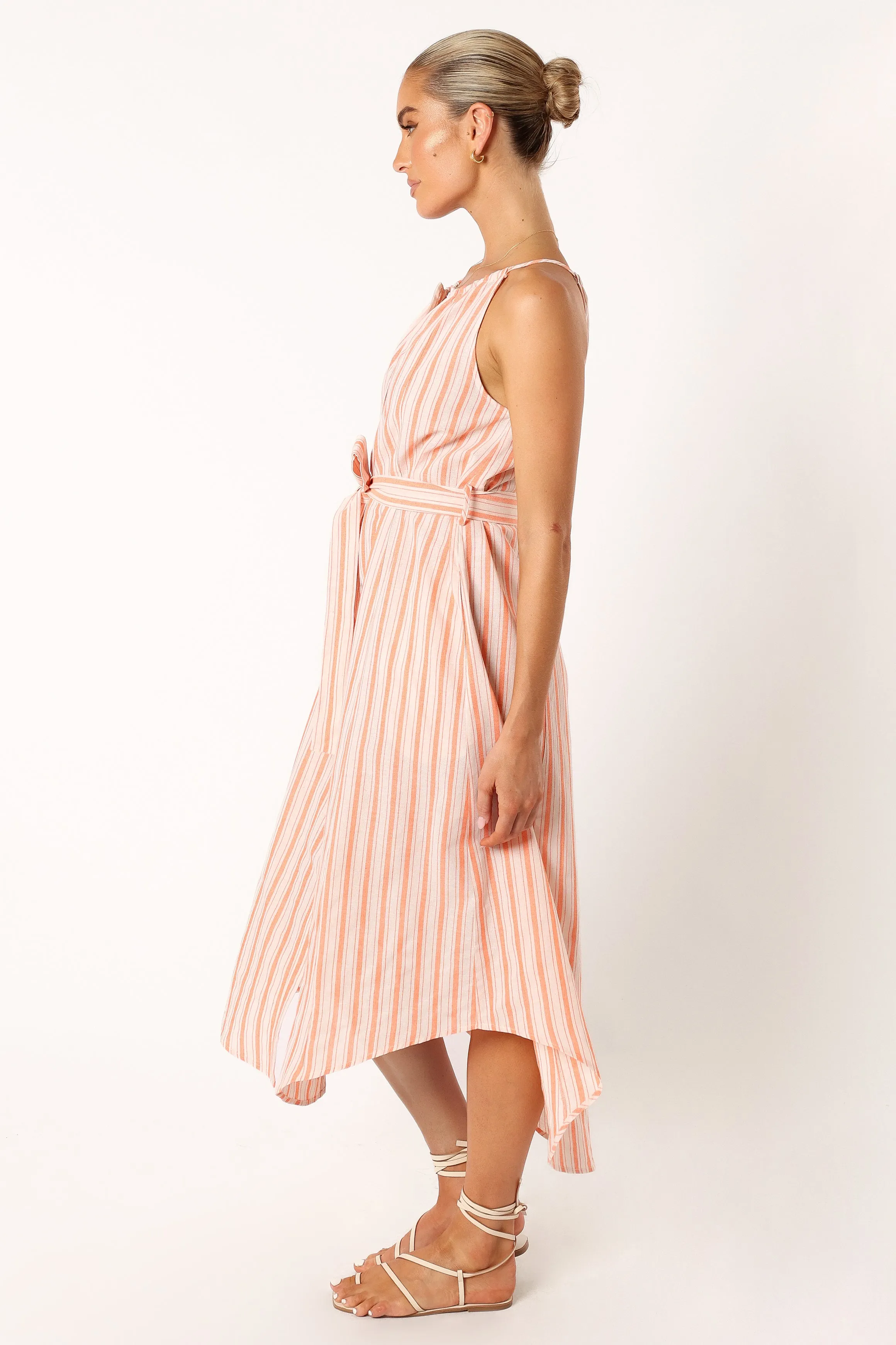 Arabella Midi Dress - Orange Stripe