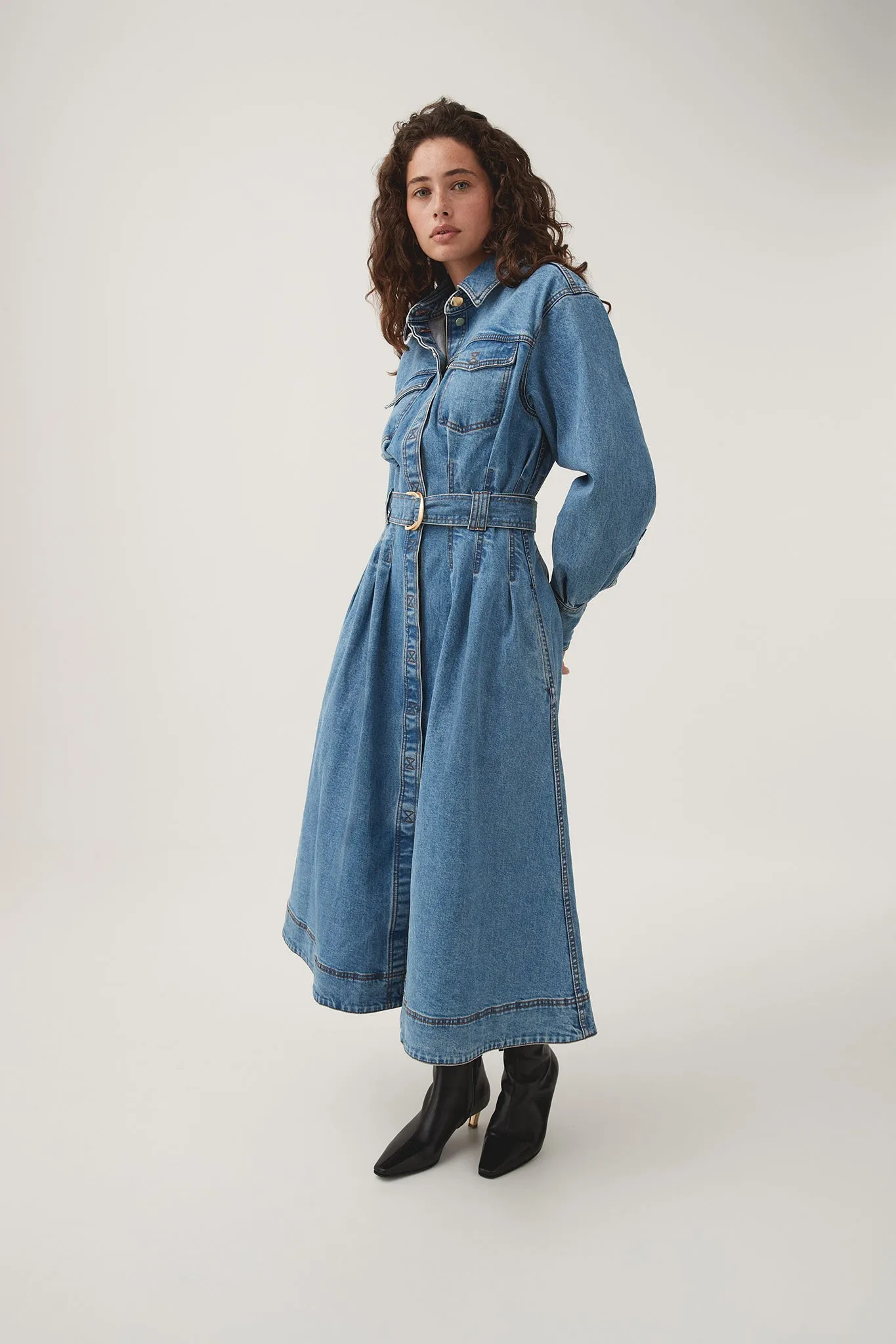 Aradia Denim Midi Dress