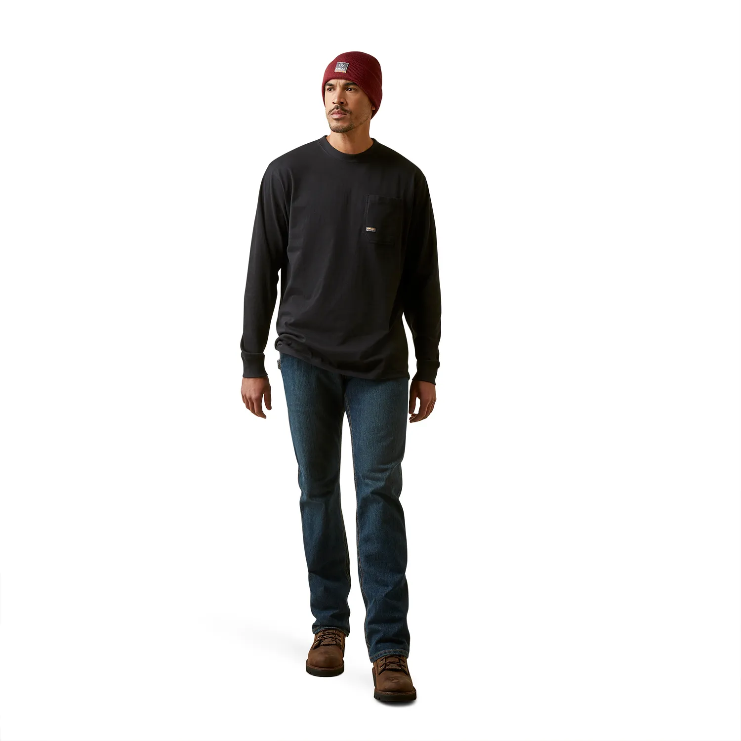 Ariat Men's Rebar Cotton Strong Stacking Dimes Long Sleeve Tee Black