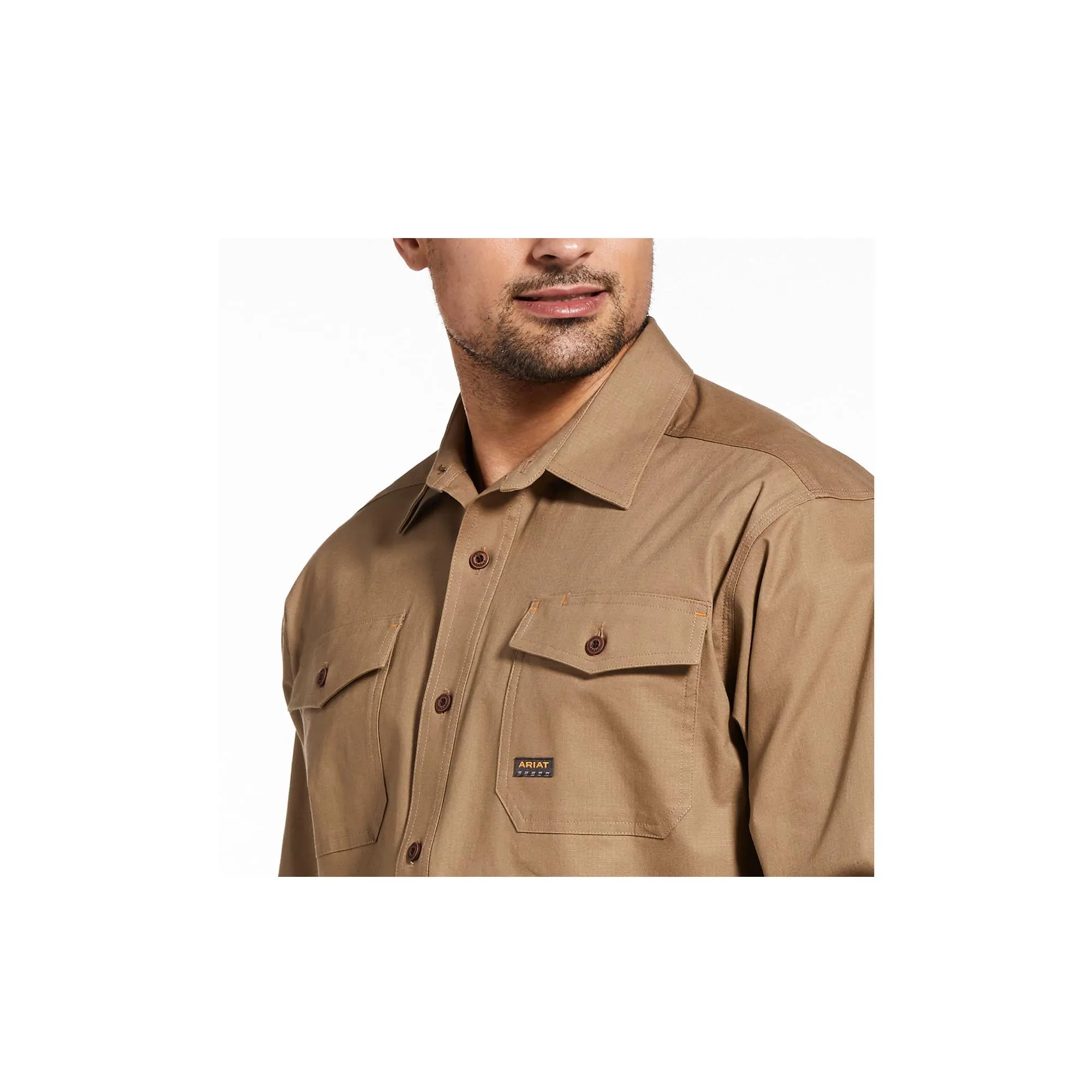 Ariat Rebar Made Tough DuraStretch Work Shirt Khaki