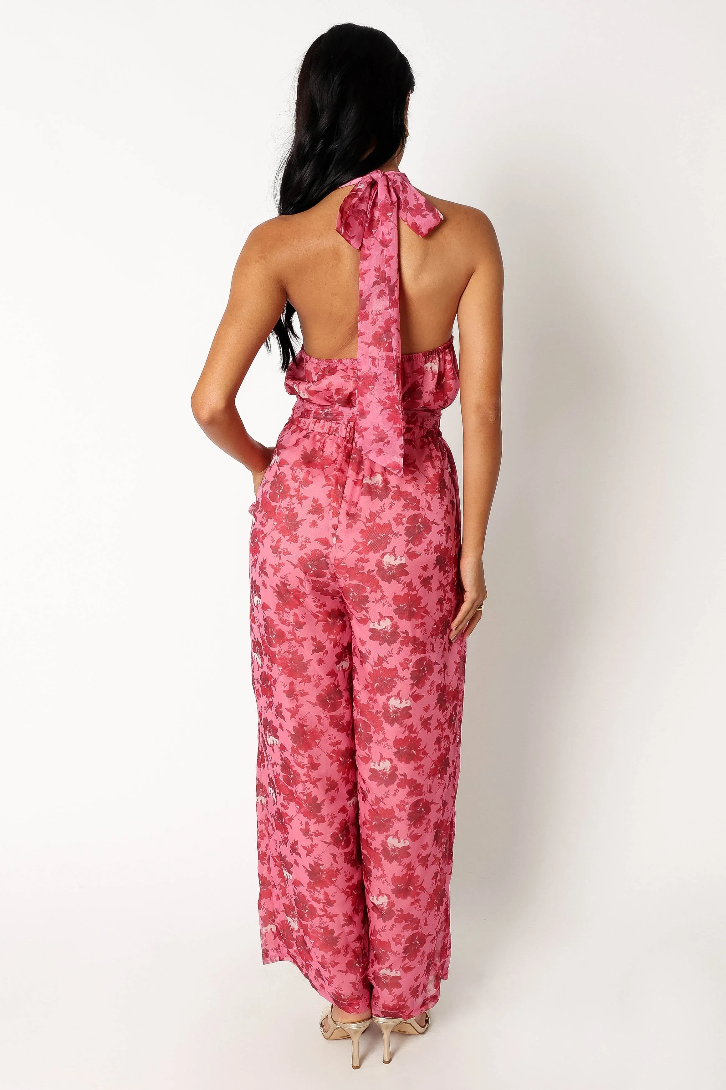 Arielle Halter Jumpsuit - Pink Floral