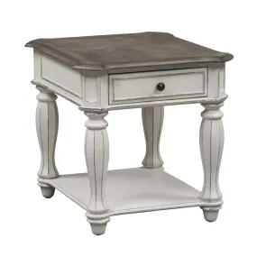 Asalaj Antique White End Table