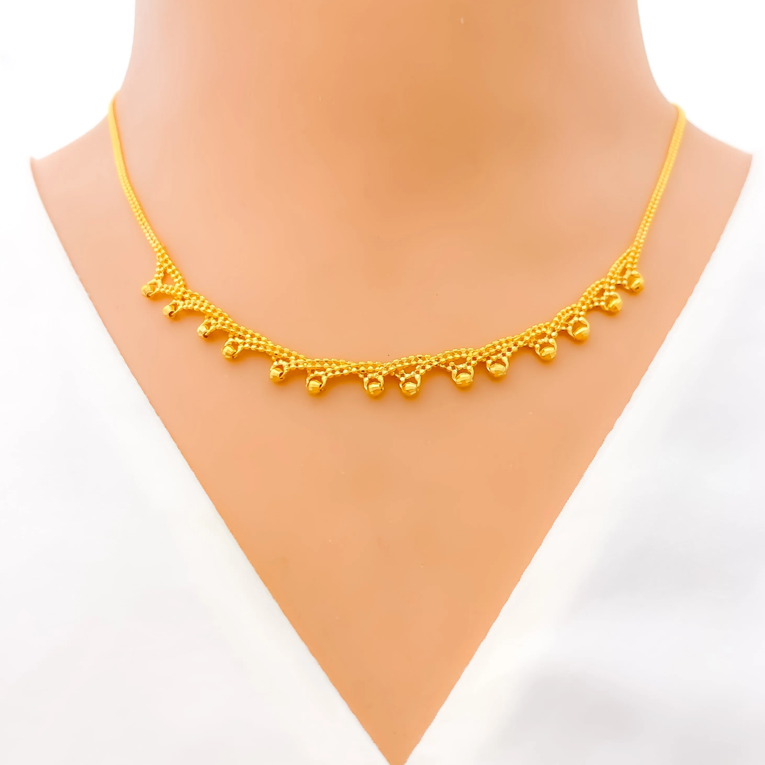 Attractive Modern Beaded 22k Gold Necklace Set