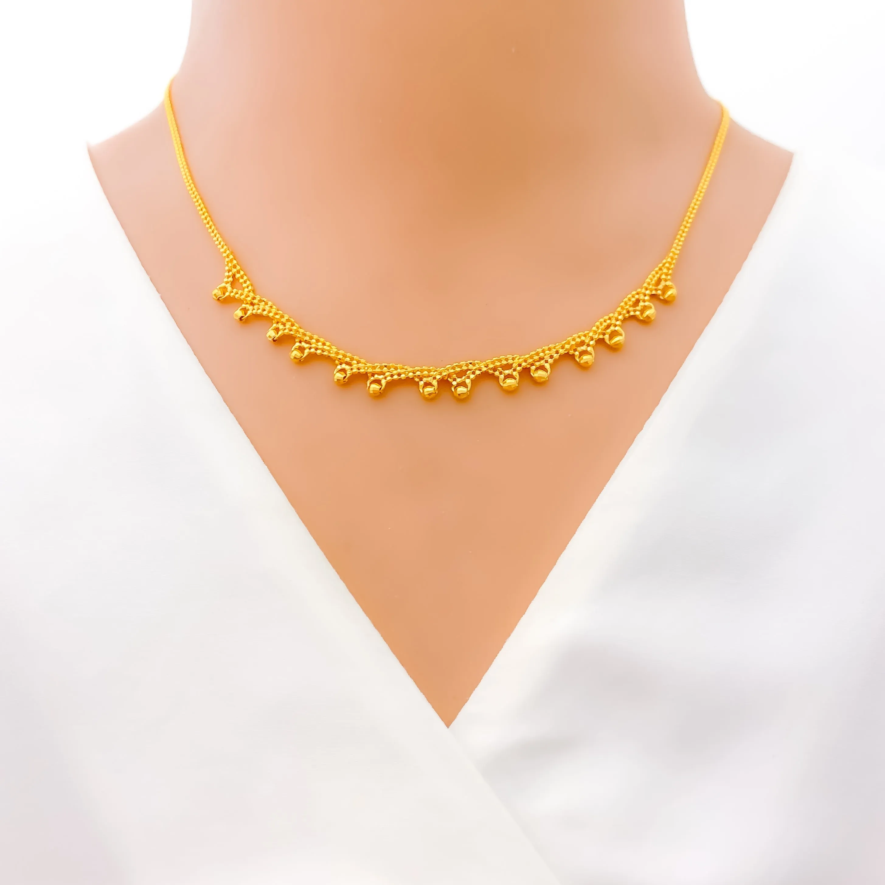 Attractive Modern Beaded 22k Gold Necklace Set