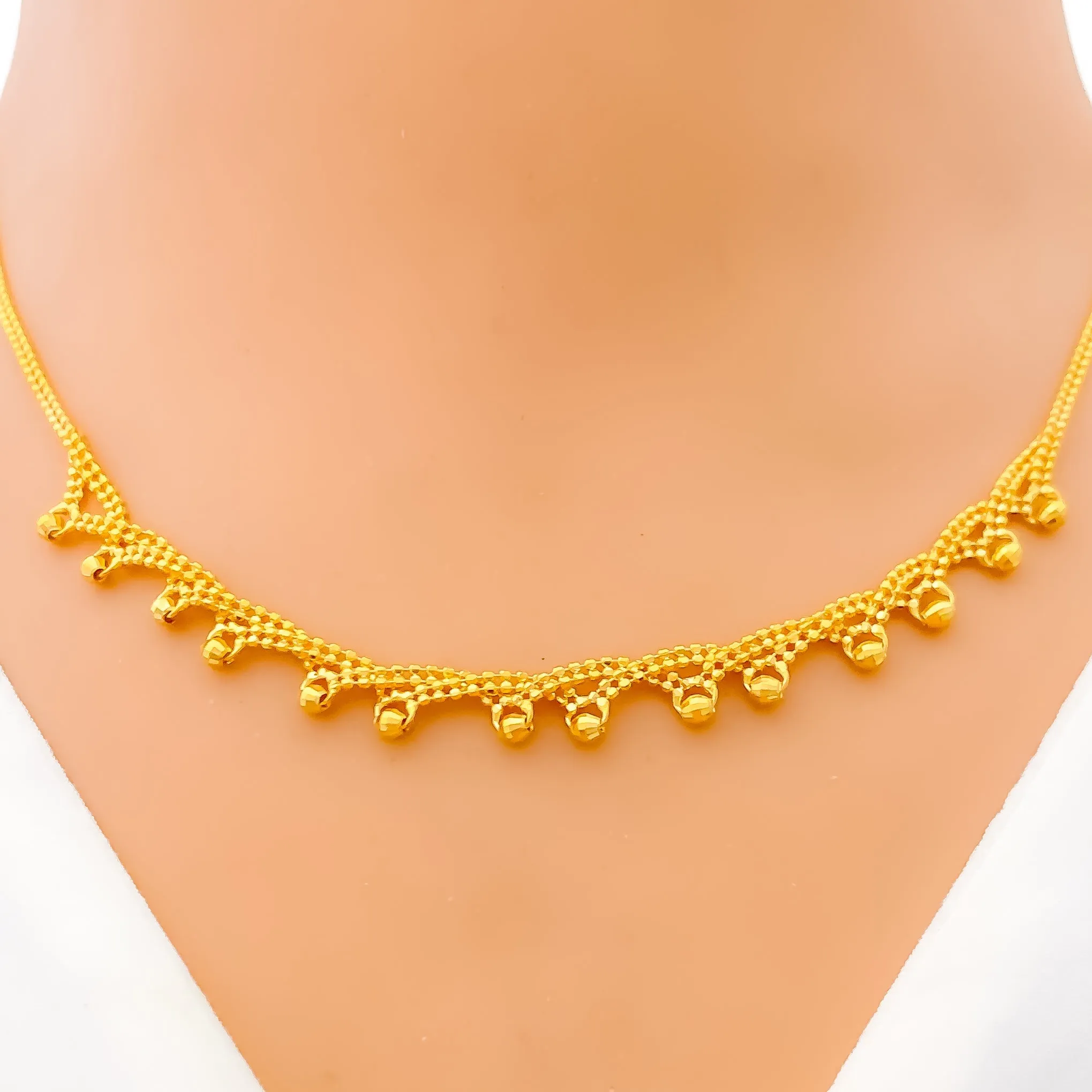 Attractive Modern Beaded 22k Gold Necklace Set