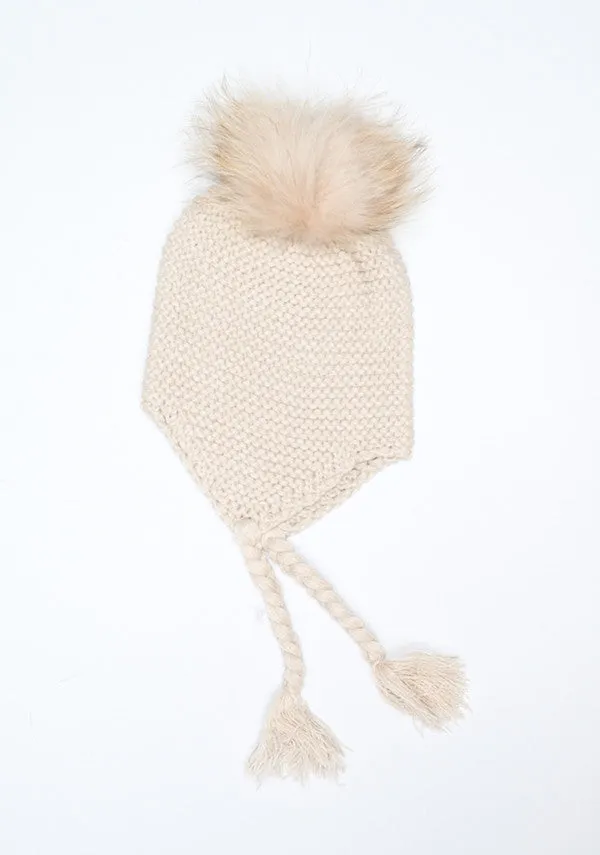 Beige Oat Bomber Hat