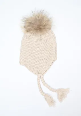 Beige Oat Bomber Hat