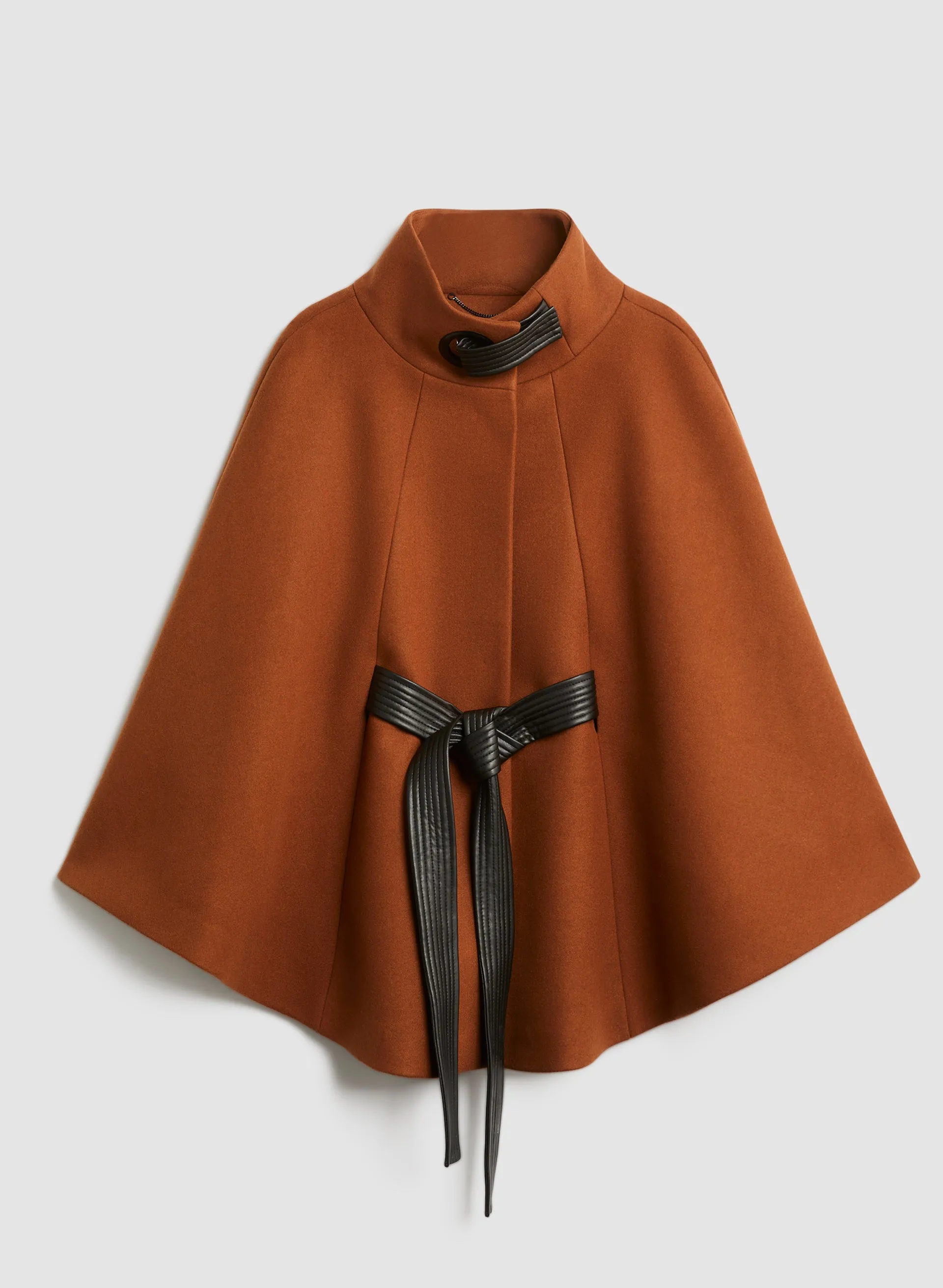 Belted Wool-Blend Cape