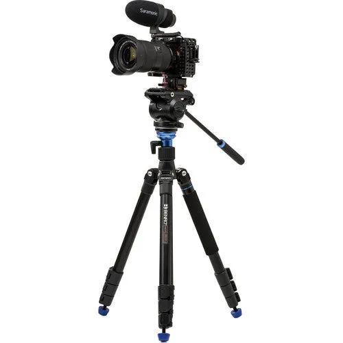 Benro Reverse-Folding Aluminum Travel Tripod with S4Pro Fluid Video Head