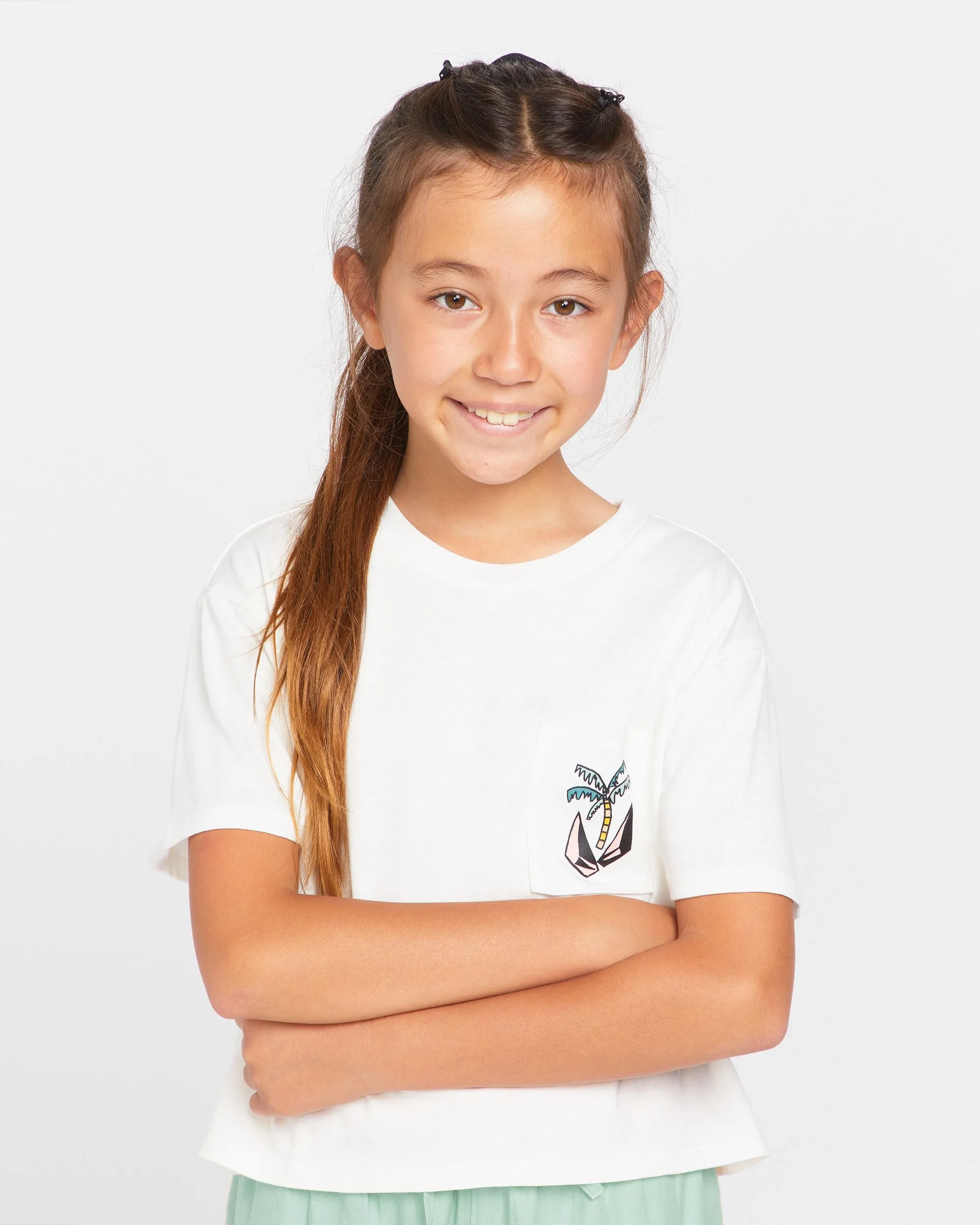 Big Girls Pkt Dial Short Sleeve Tee - Winter White