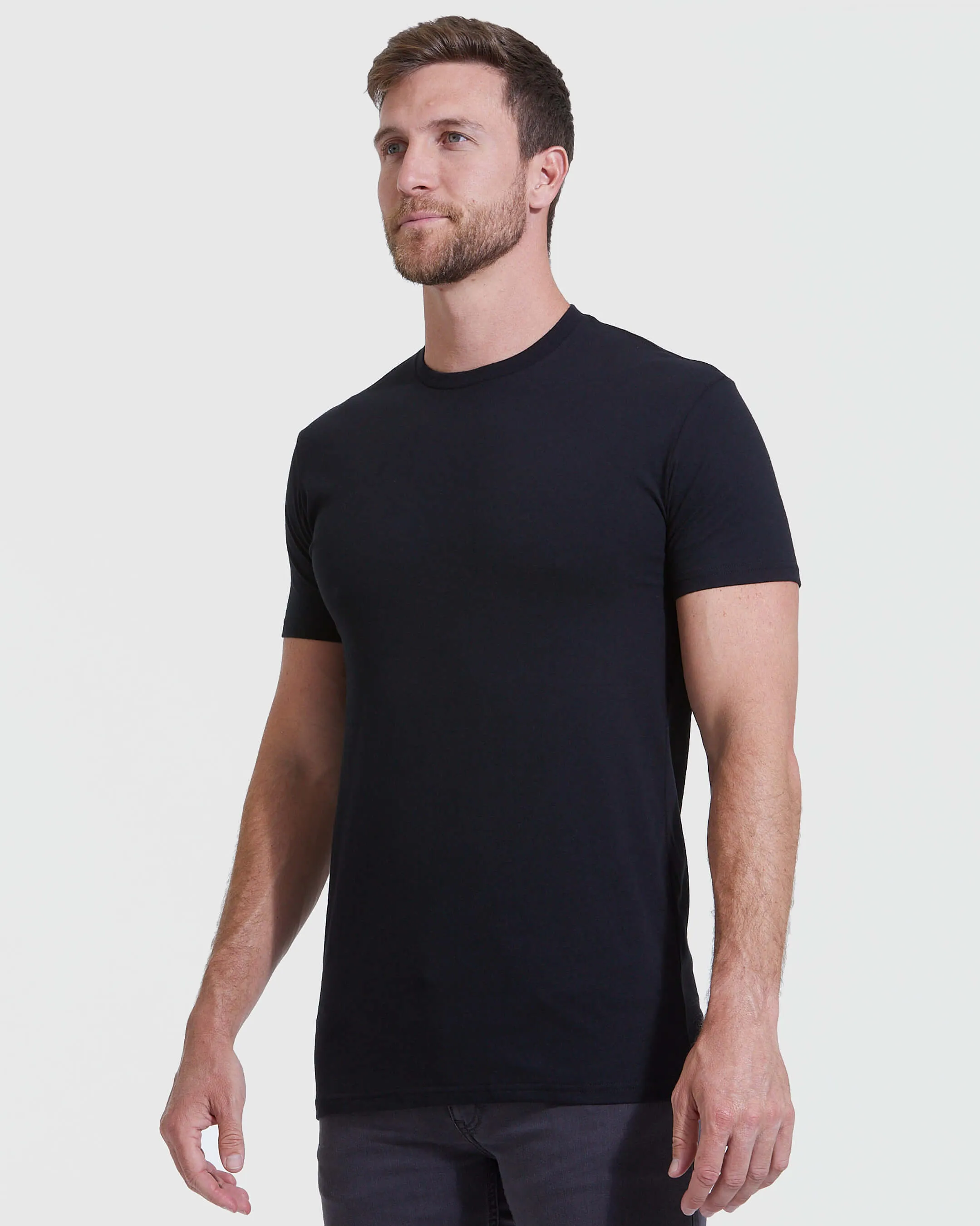 Black Tall Round Hem Crew Neck T-Shirt