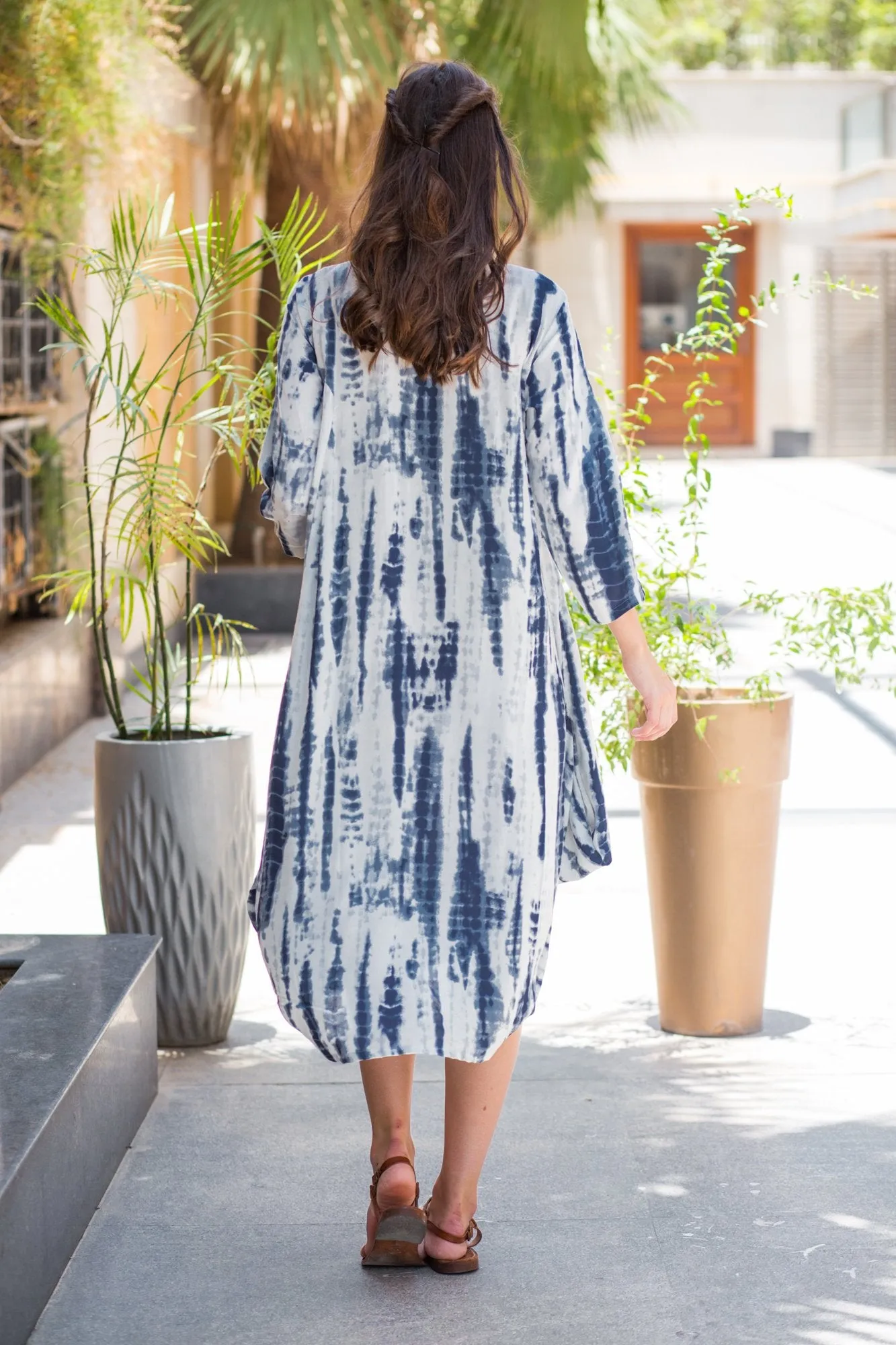 Blue Tie-Dye Cowl Maternity & Nursing Dual Dress Kurta