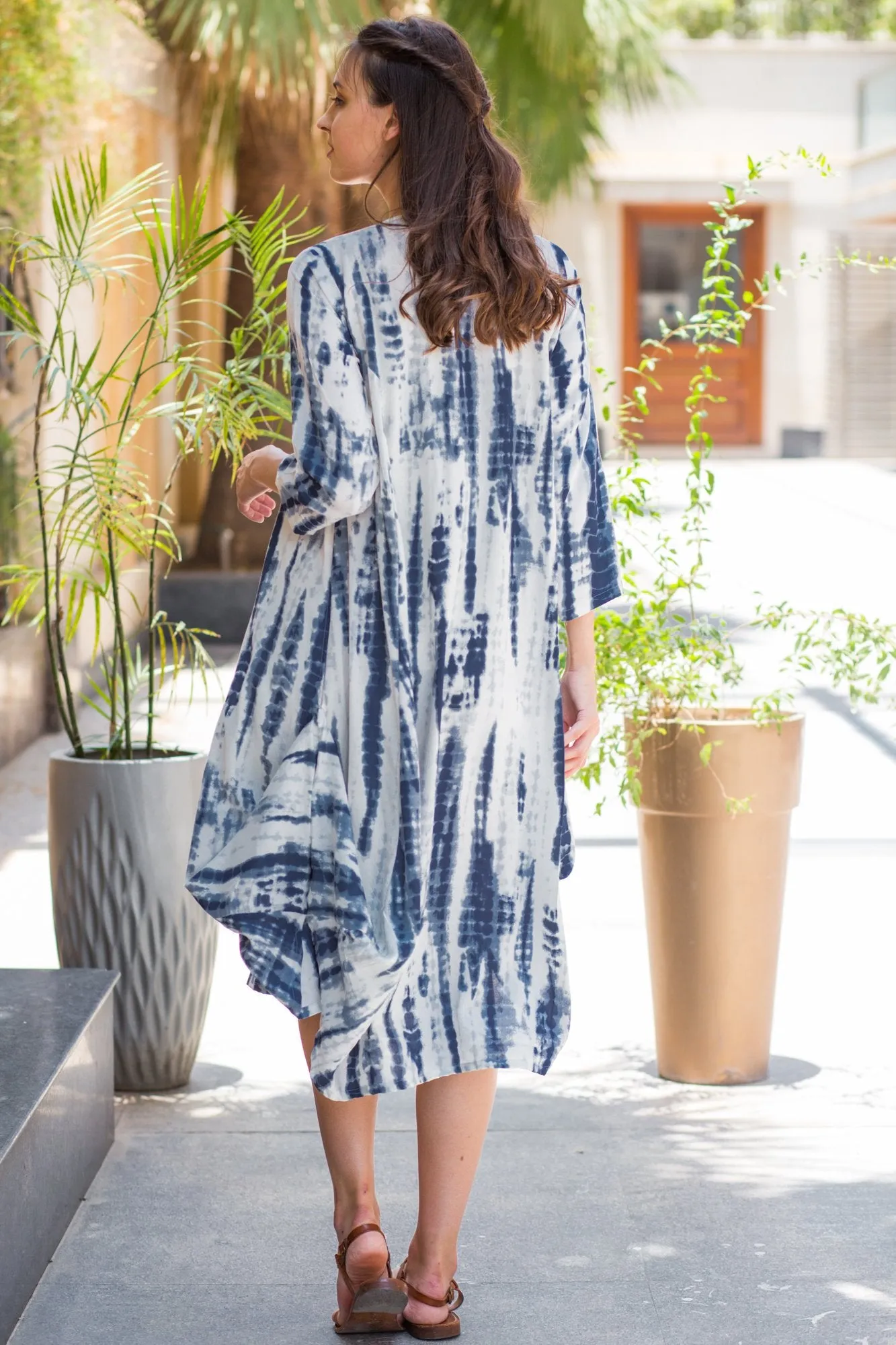 Blue Tie-Dye Cowl Maternity & Nursing Dual Dress Kurta