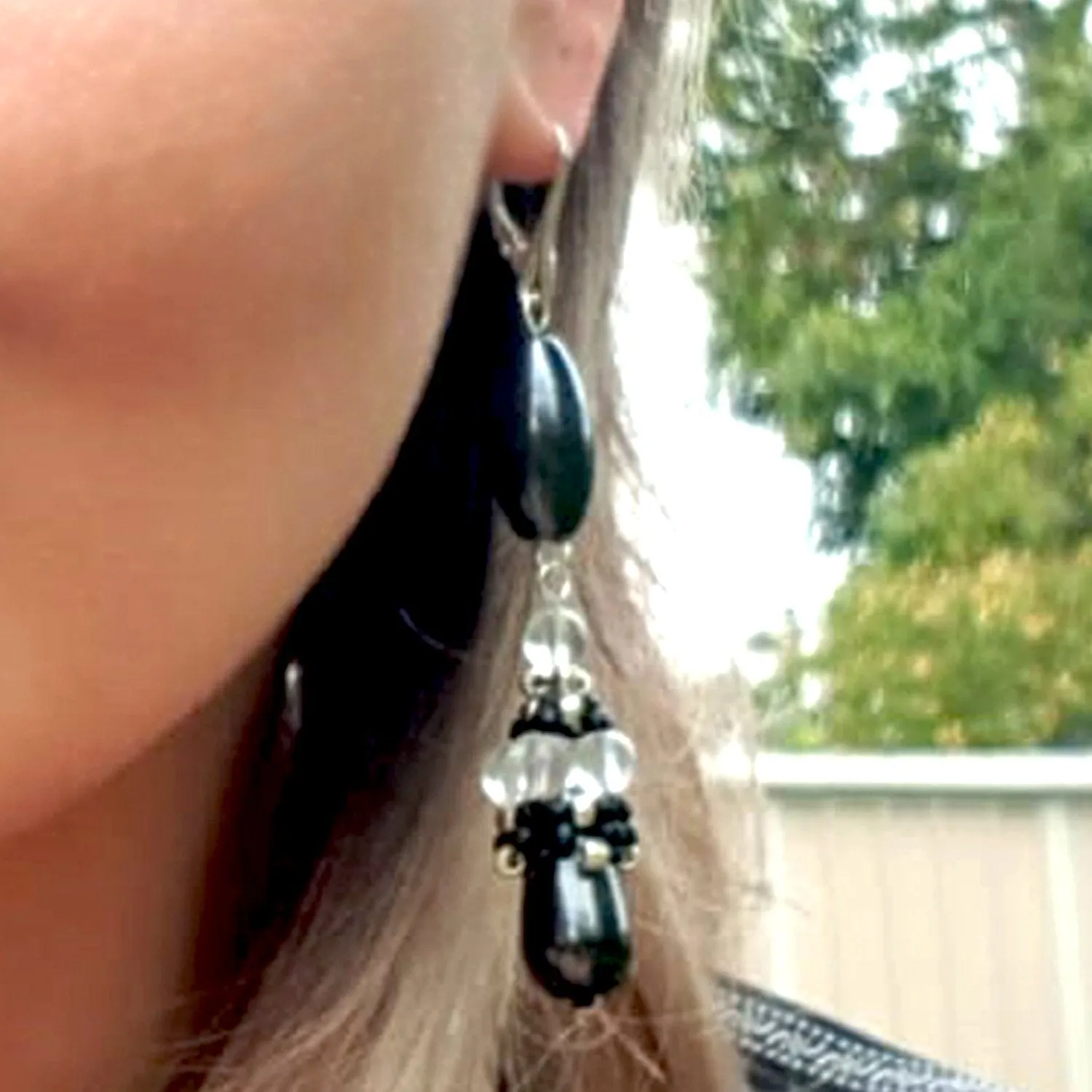 Calming Princess Earrings - Beaded Cap Haematite Long Dangle | KJ-371E | Handmade Earrings