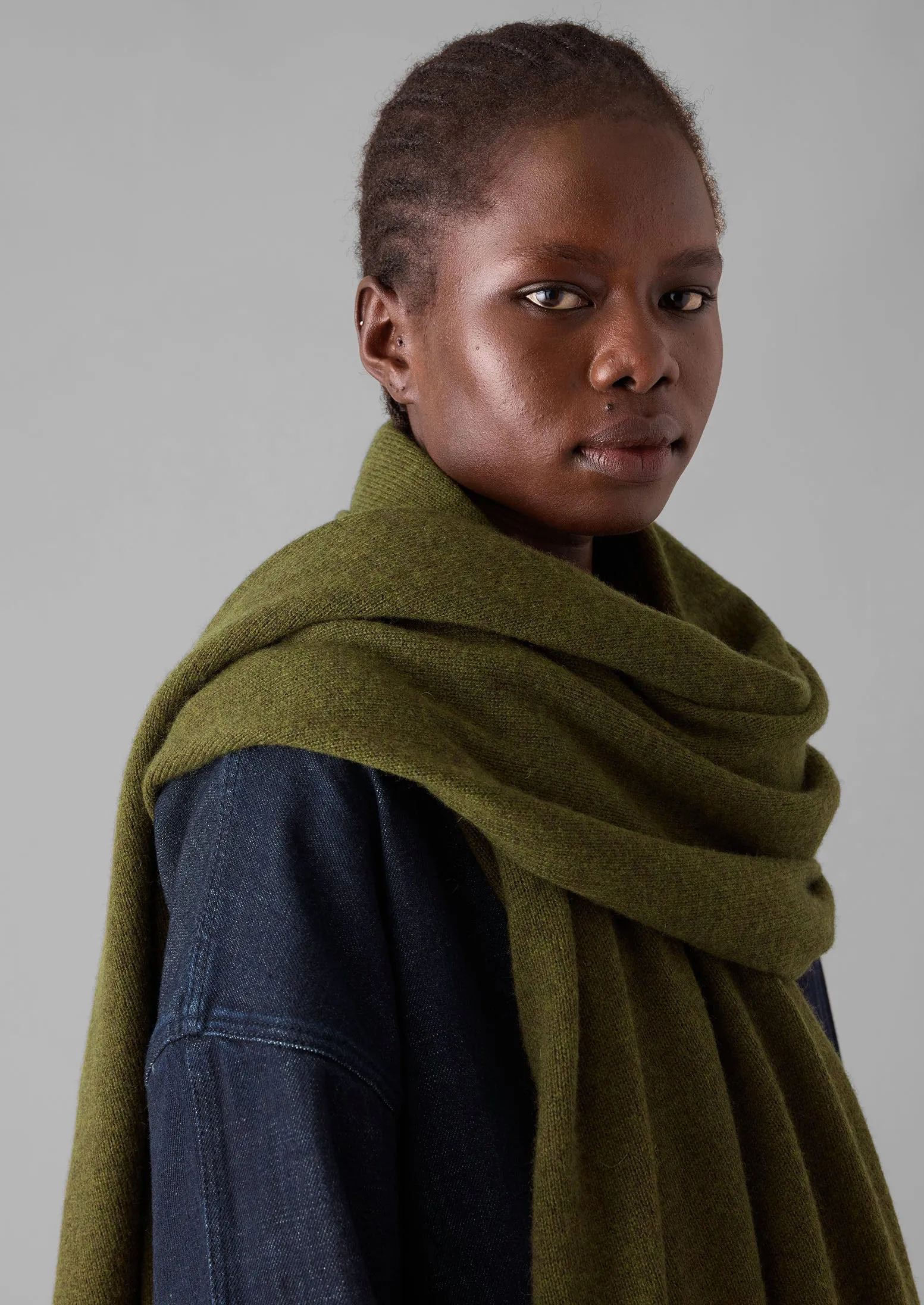 Cashmere Wool Wrap Scarf | Olive