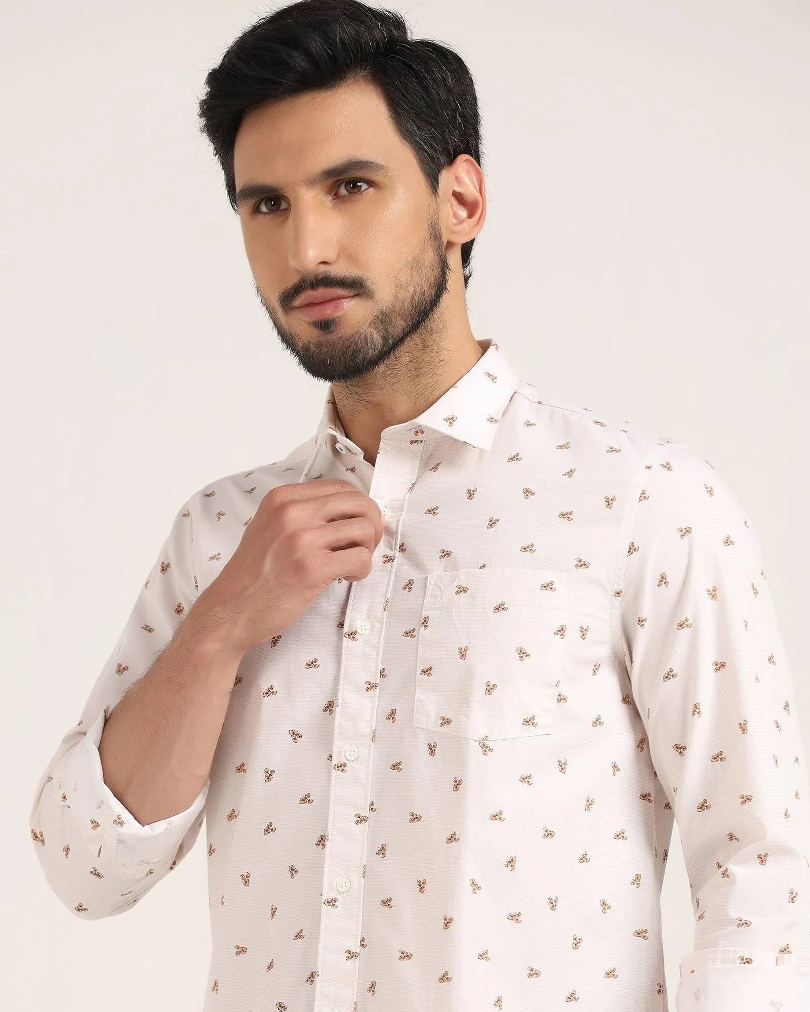 Casual Peach Printed Shirt - Harren