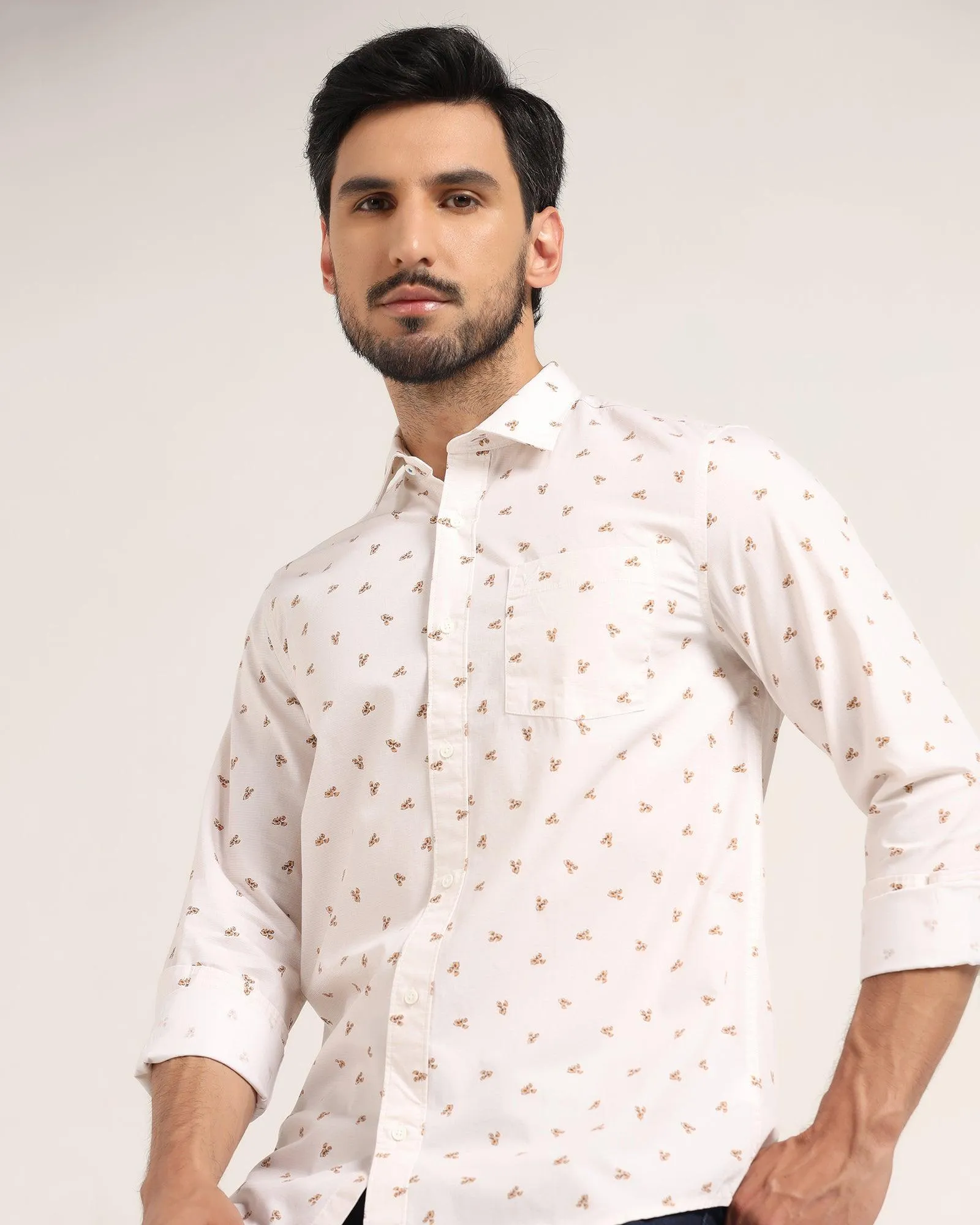 Casual Peach Printed Shirt - Harren