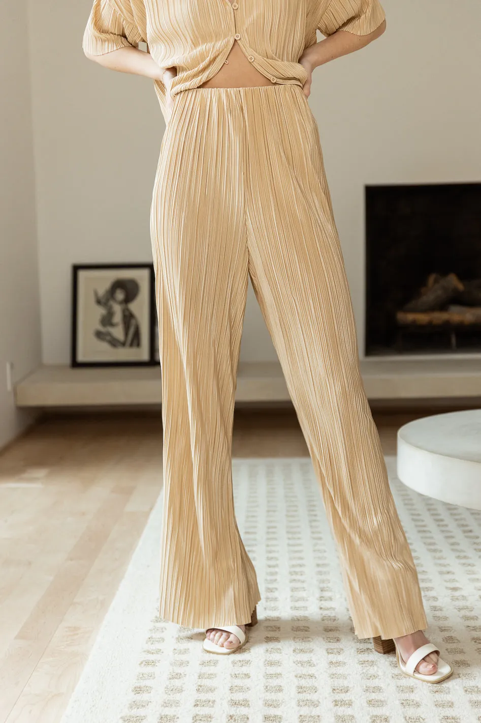 Clara Ribbed Pants in Champagne - FINAL SALE