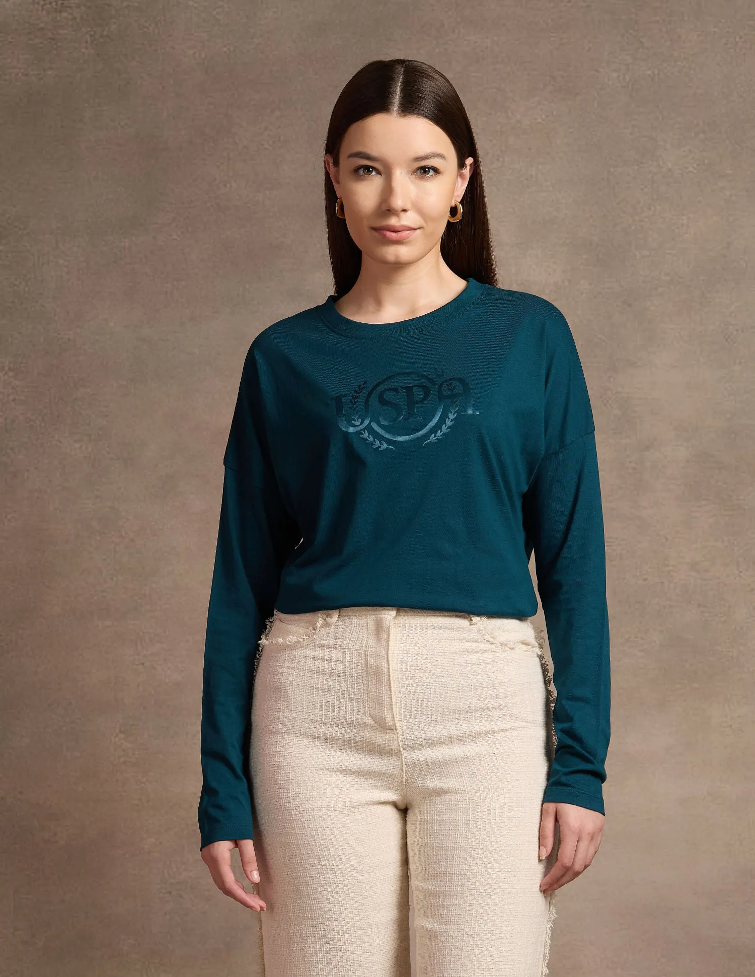 Drop Shoulder Satin Flock T-Shirt