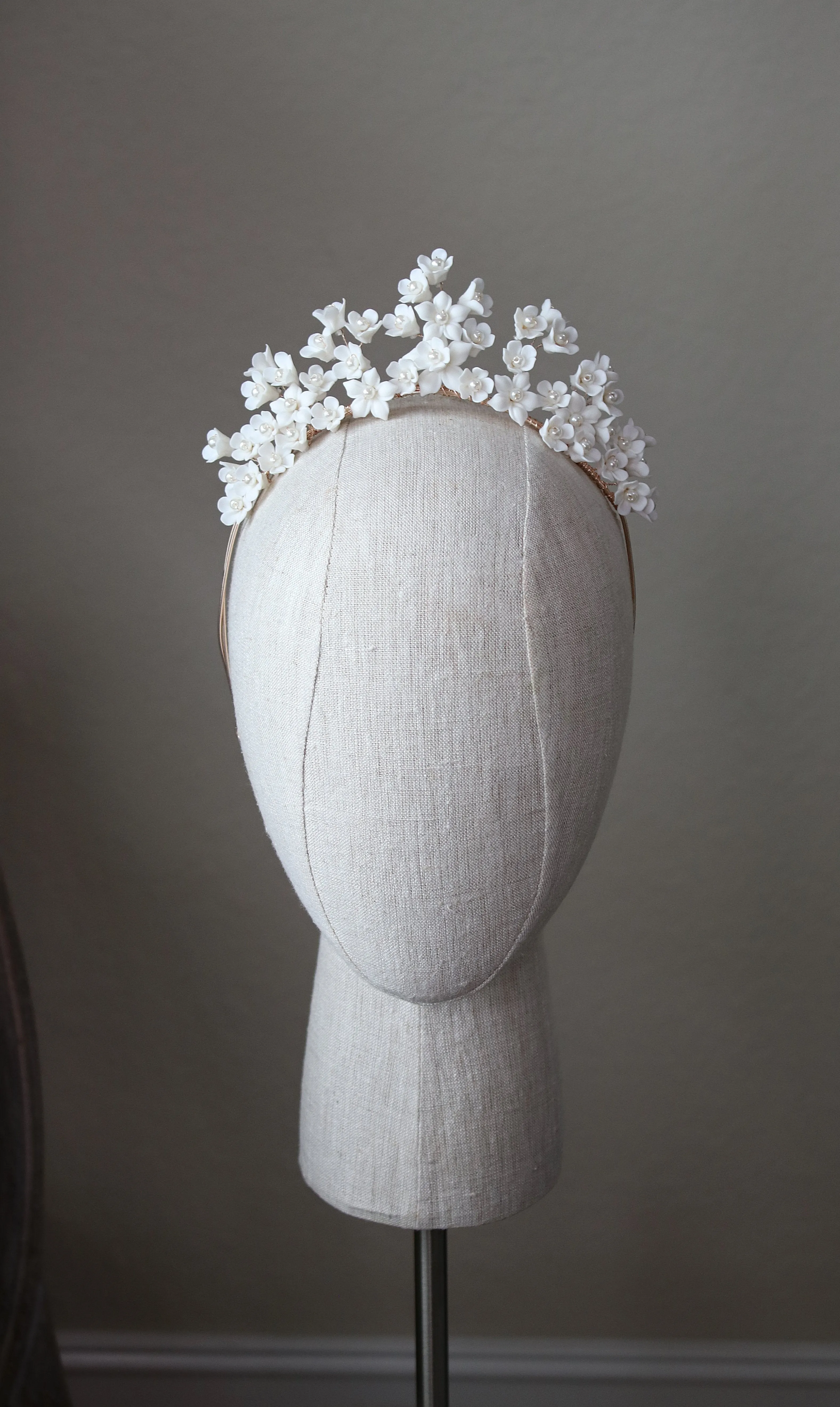 EMMA Porcelain and Pearl Floral Tiara