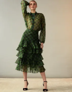 Evergreen Silk Organza Skirt