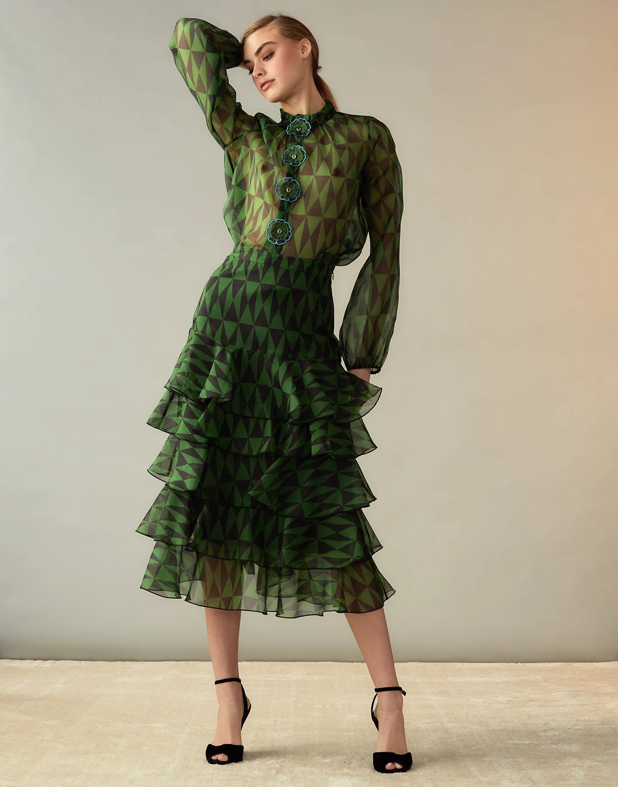 Evergreen Silk Organza Skirt