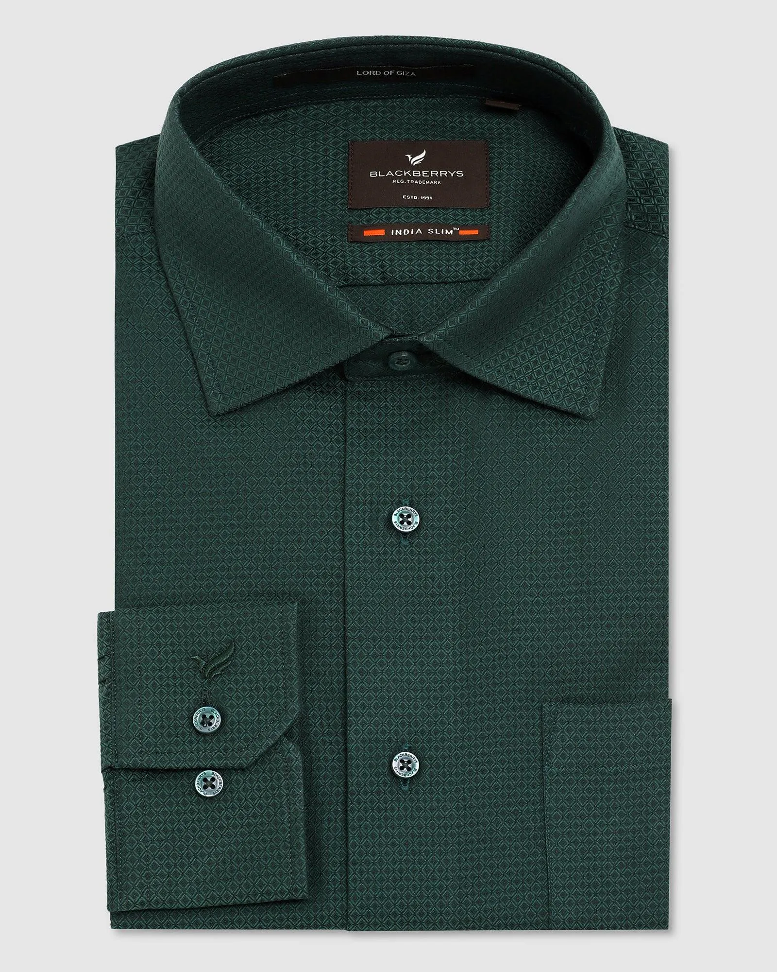 Formal Green Textured Shirt - Dollar