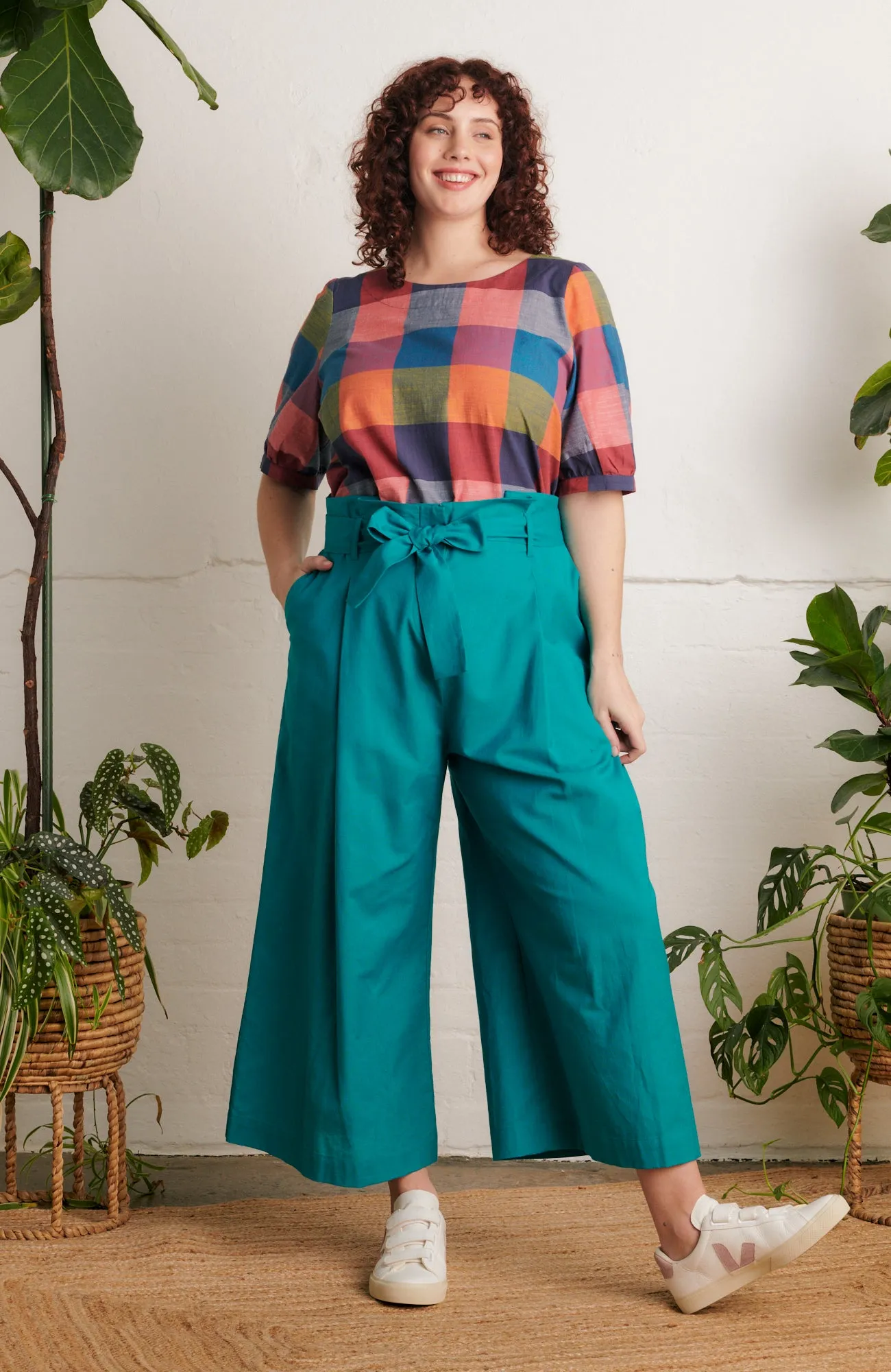 Gilda Cotton Linen Teal Trouser