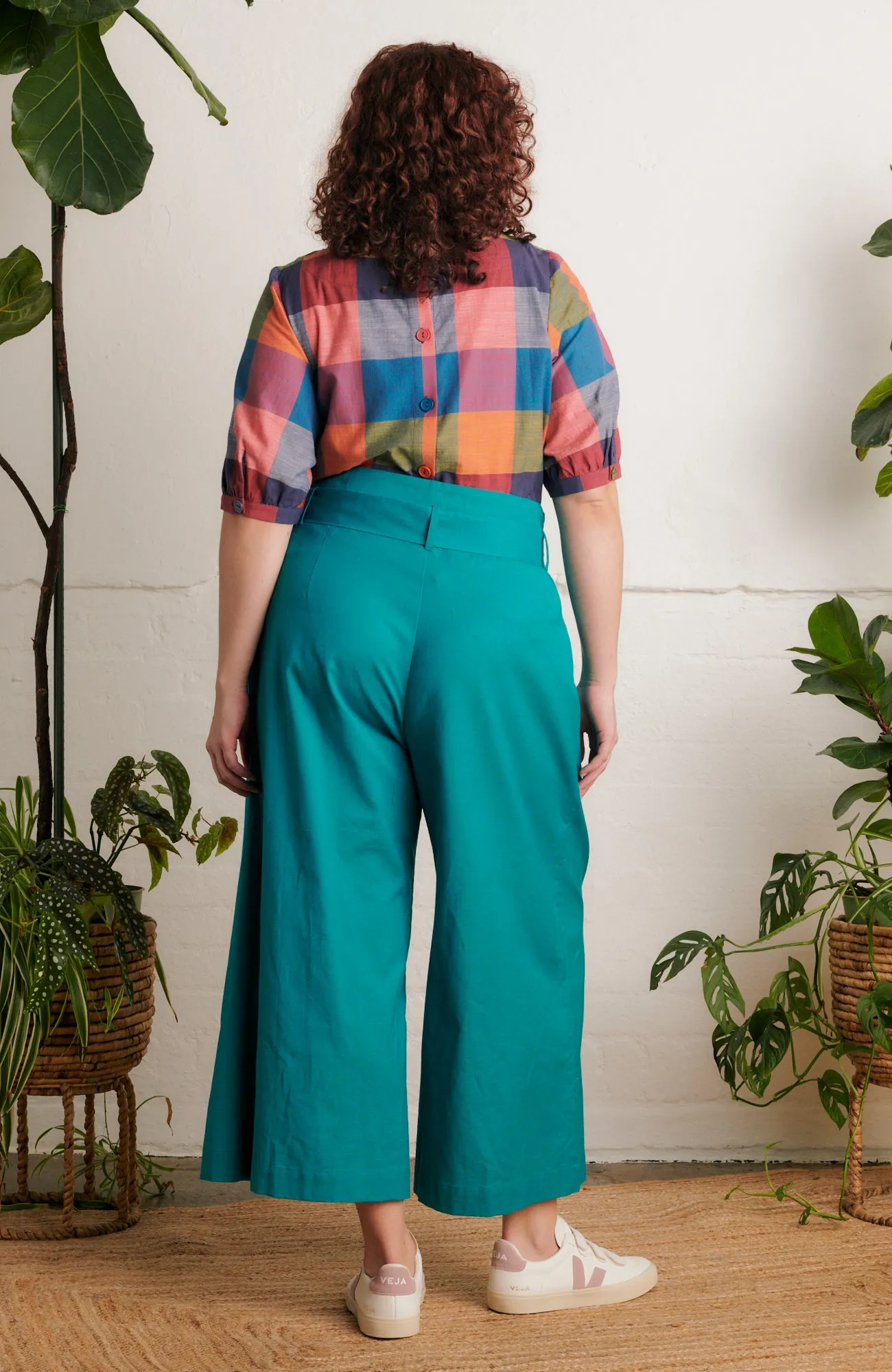 Gilda Cotton Linen Teal Trouser